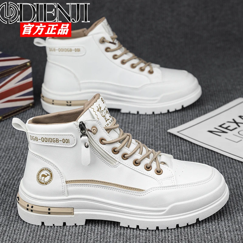 狄恩纪2025春季工装男鞋增高百搭耐磨潮鞋休闲鞋防滑韩版马丁靴男