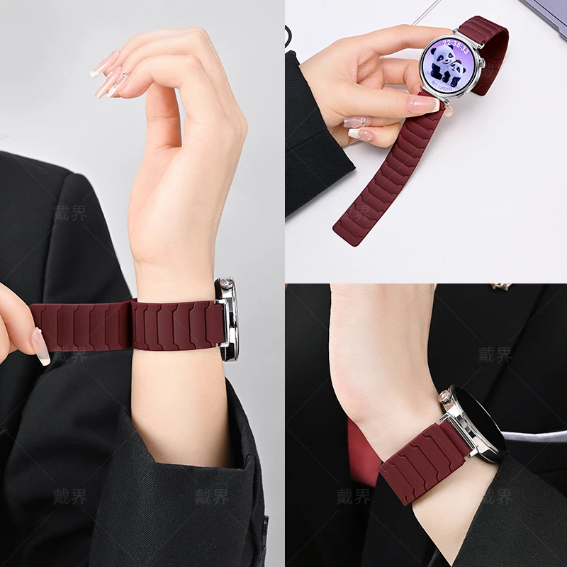 适用华为手表gt5表带watchgt4Pro硅胶磁吸watchbuds荣耀4Pro腕带