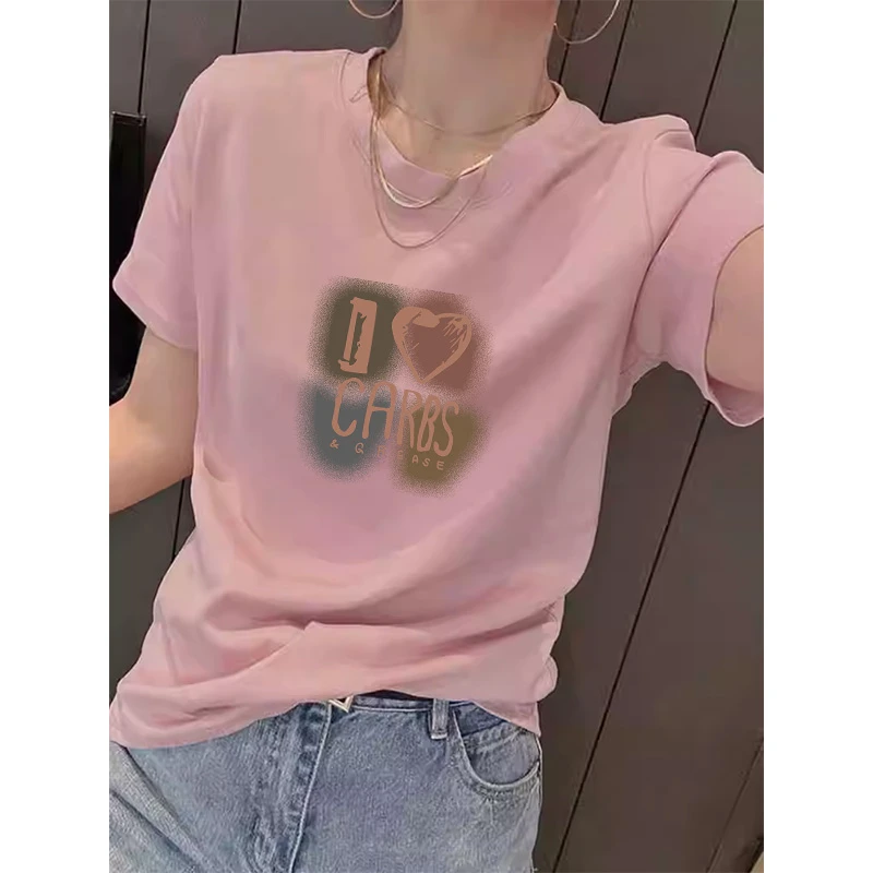 正肩磨毛粉色短袖t恤女2025年新款时尚百搭打底衫厚款上衣春夏季