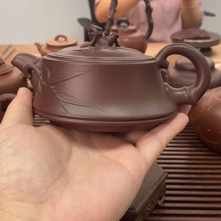紫砂茶壶一品竹段260毫升紫泥