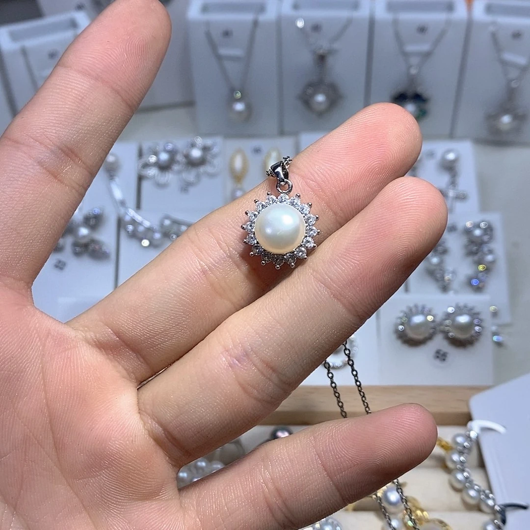 淡水珍珠耳饰银S925镶嵌