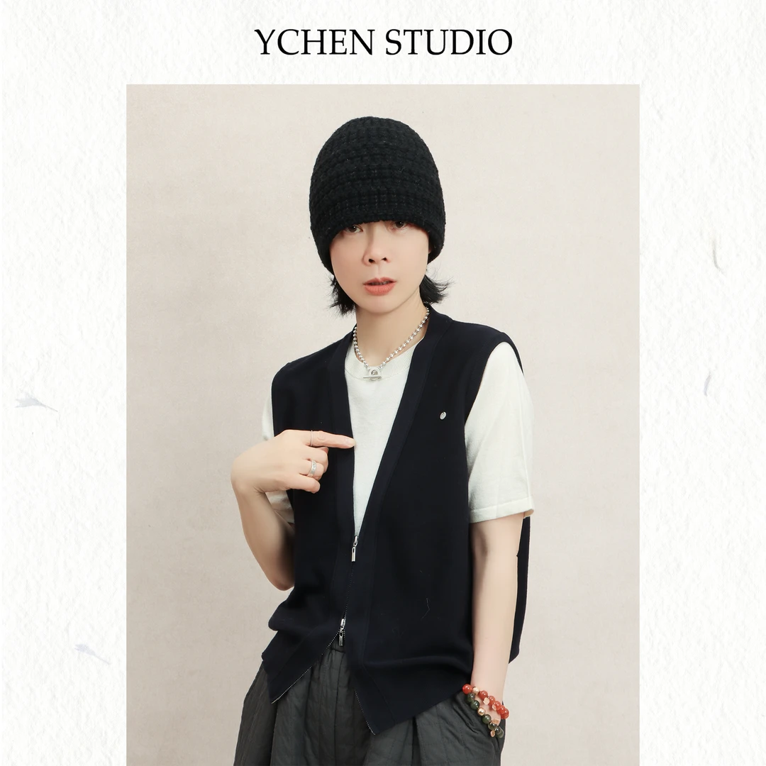 秀文~【夏暮秋筏】早秋新款U系假两件学院风针织衫短袖上衣