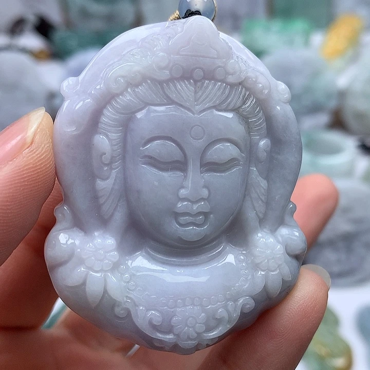 翡翠未镶嵌颈饰观音福利洒乌鸡料卡厚12+