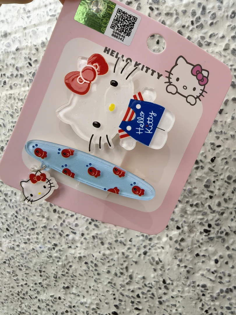 B327蓝色KT猫咪小鱼边夹一对