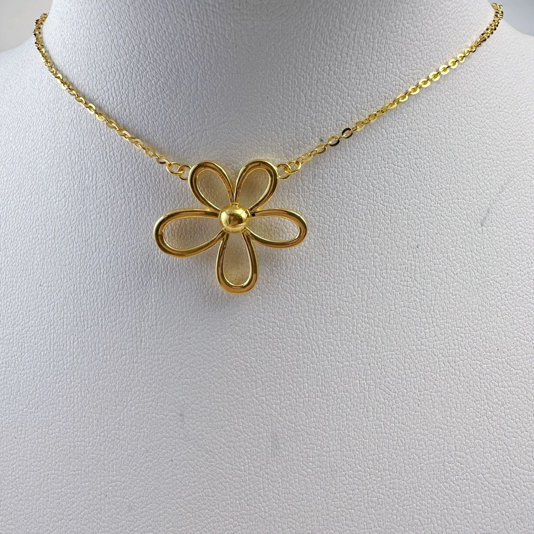 足金999一朵大花花套链精美时尚生日礼物黄金送女朋友的礼物