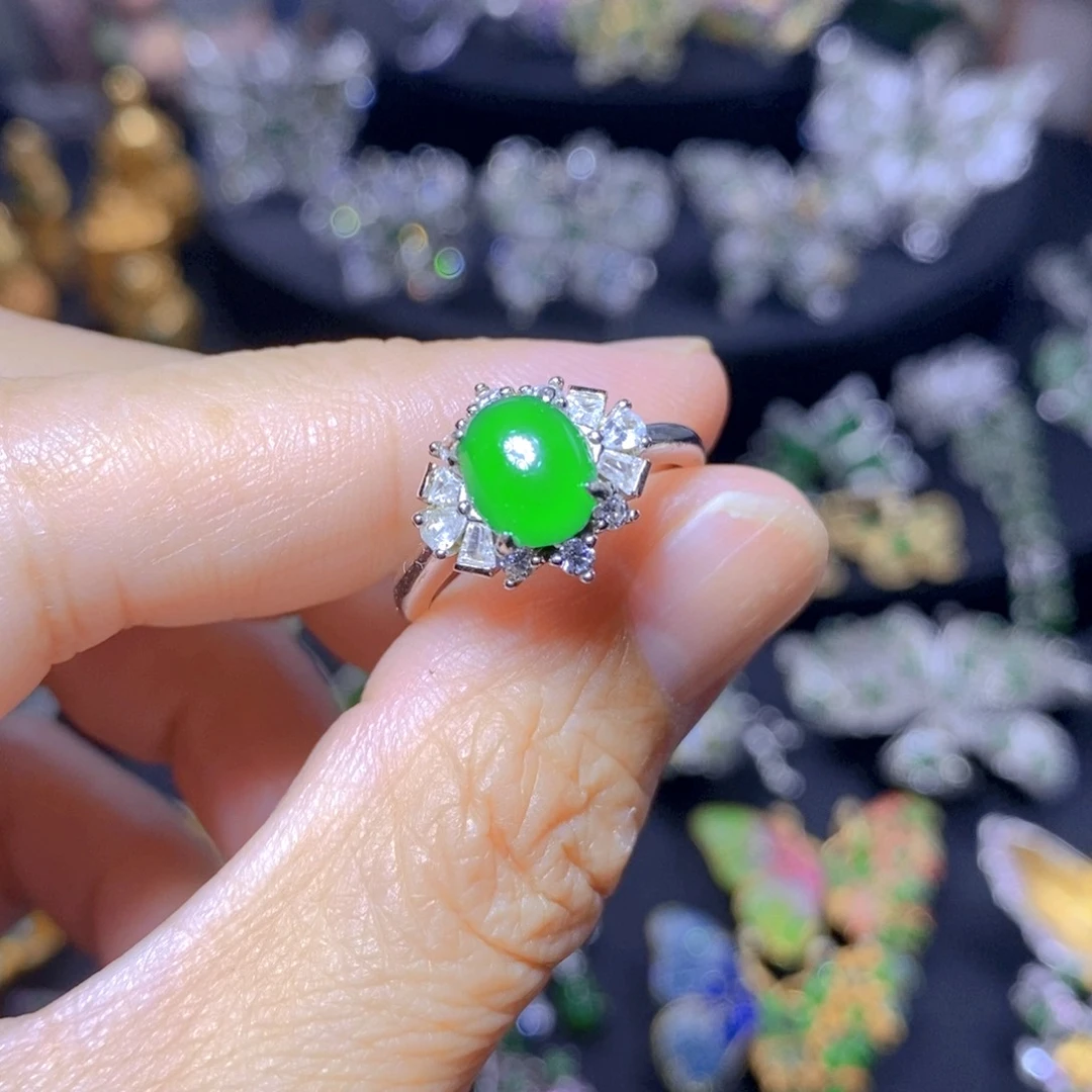 翡翠银S925镶嵌颈饰天然翡翠