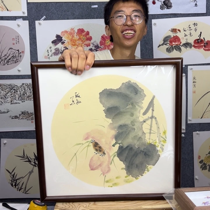 国画纯手绘和和美美【41*41】送框