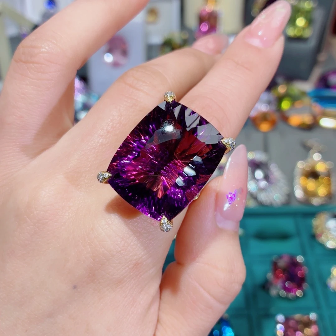 紫晶戒指银S925镶嵌戒指