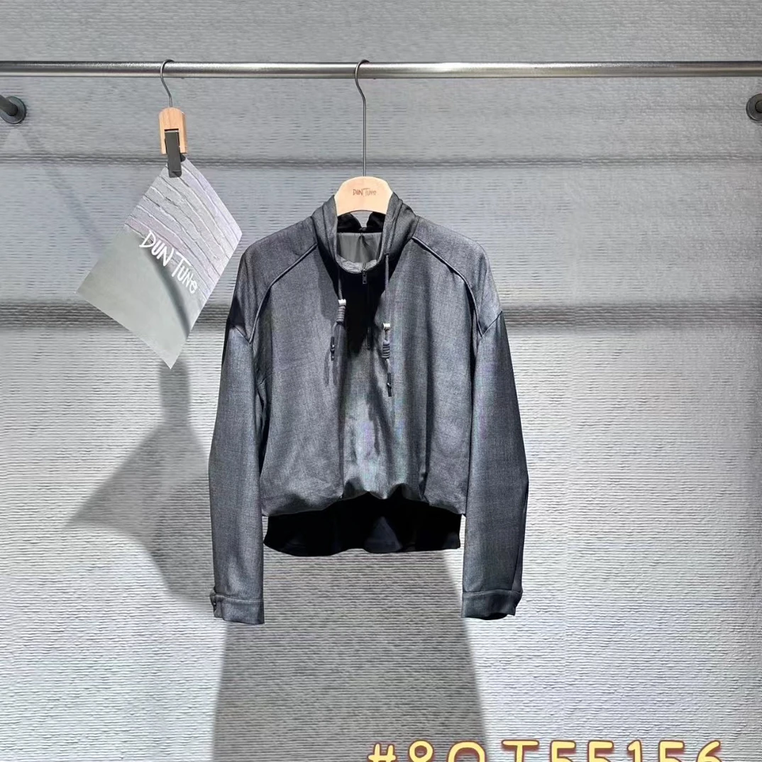 秋休闲风套头上衣休闲常规款卫衣外套女 灰色短款常规