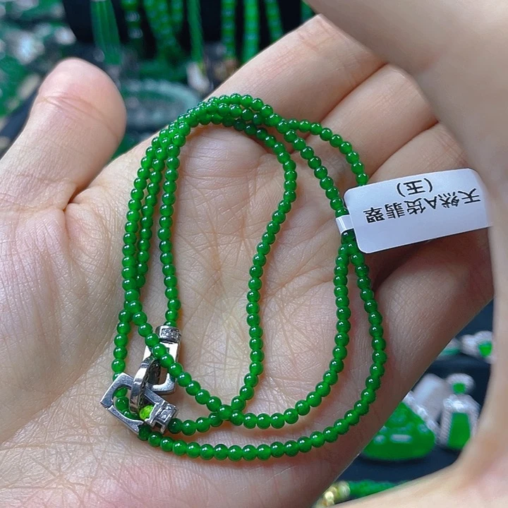 翡翠未镶嵌颈饰天然A货翡翠 辣绿2.5