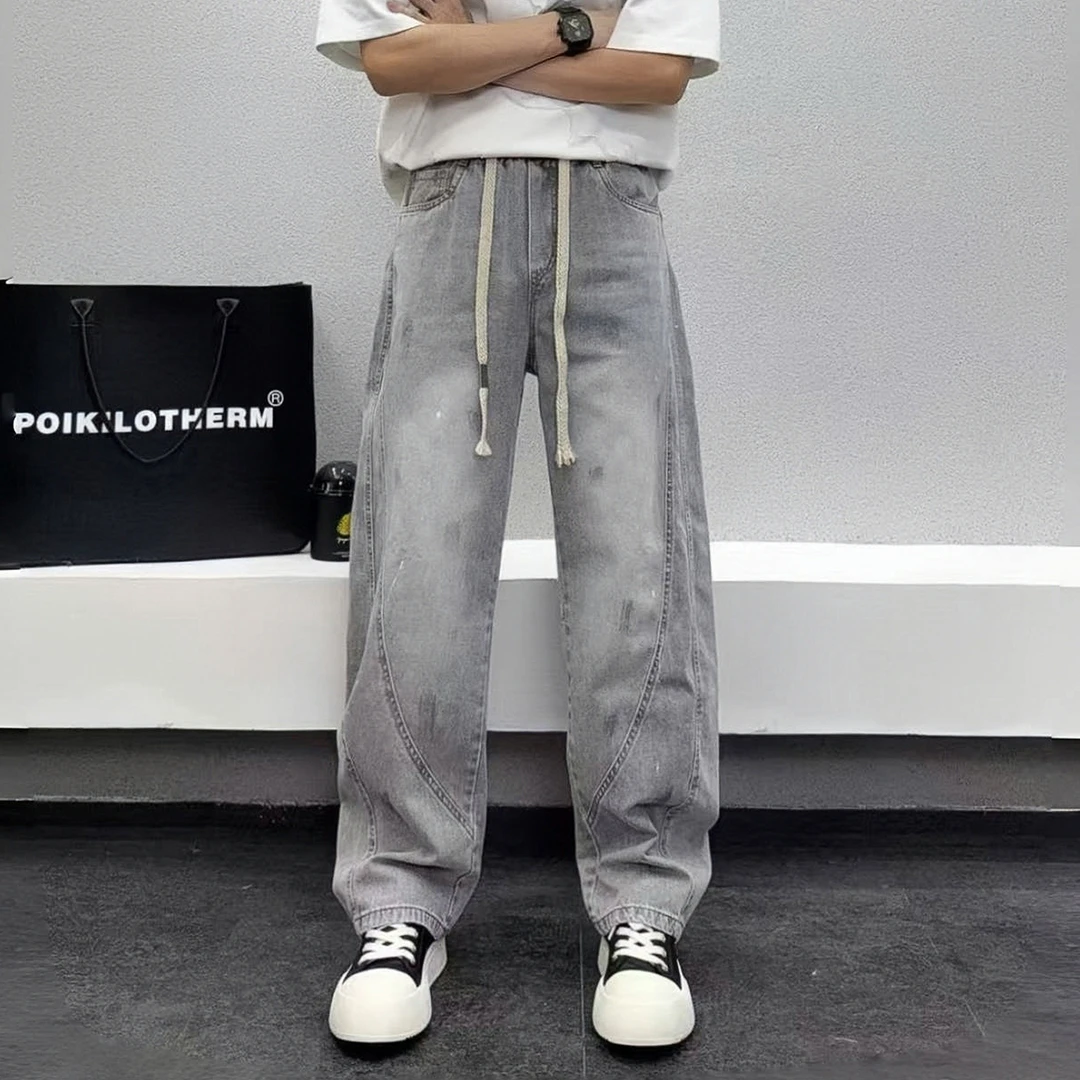男款爆款2025新款复古高街男士牛仔裤痞帅高级感直筒男生休闲裤子