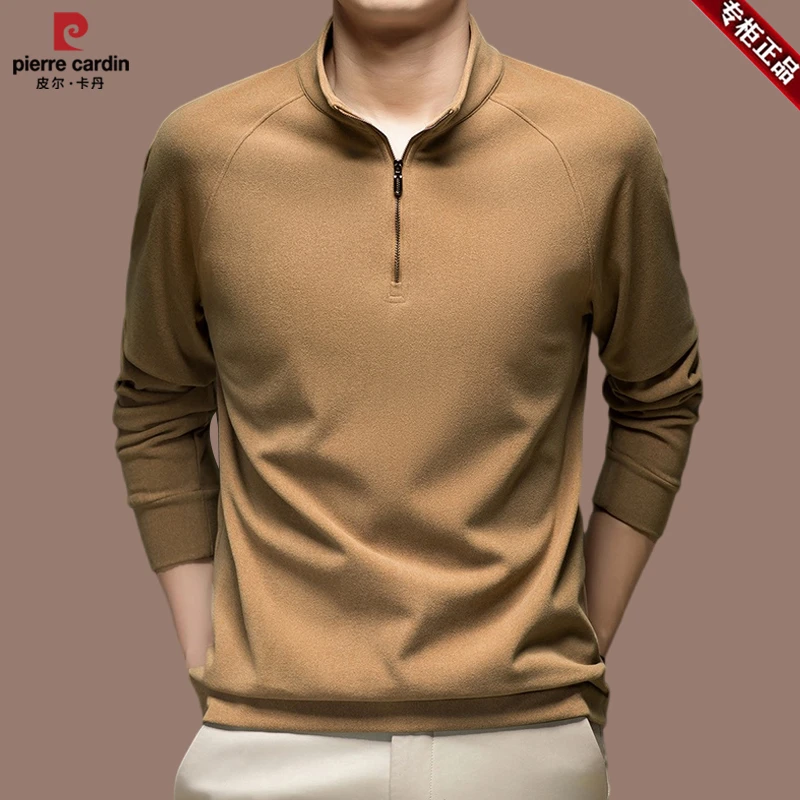 【皮尔卡丹·专注成功男人】秋冬半高领卫衣男士休闲T恤套头纯色上衣
