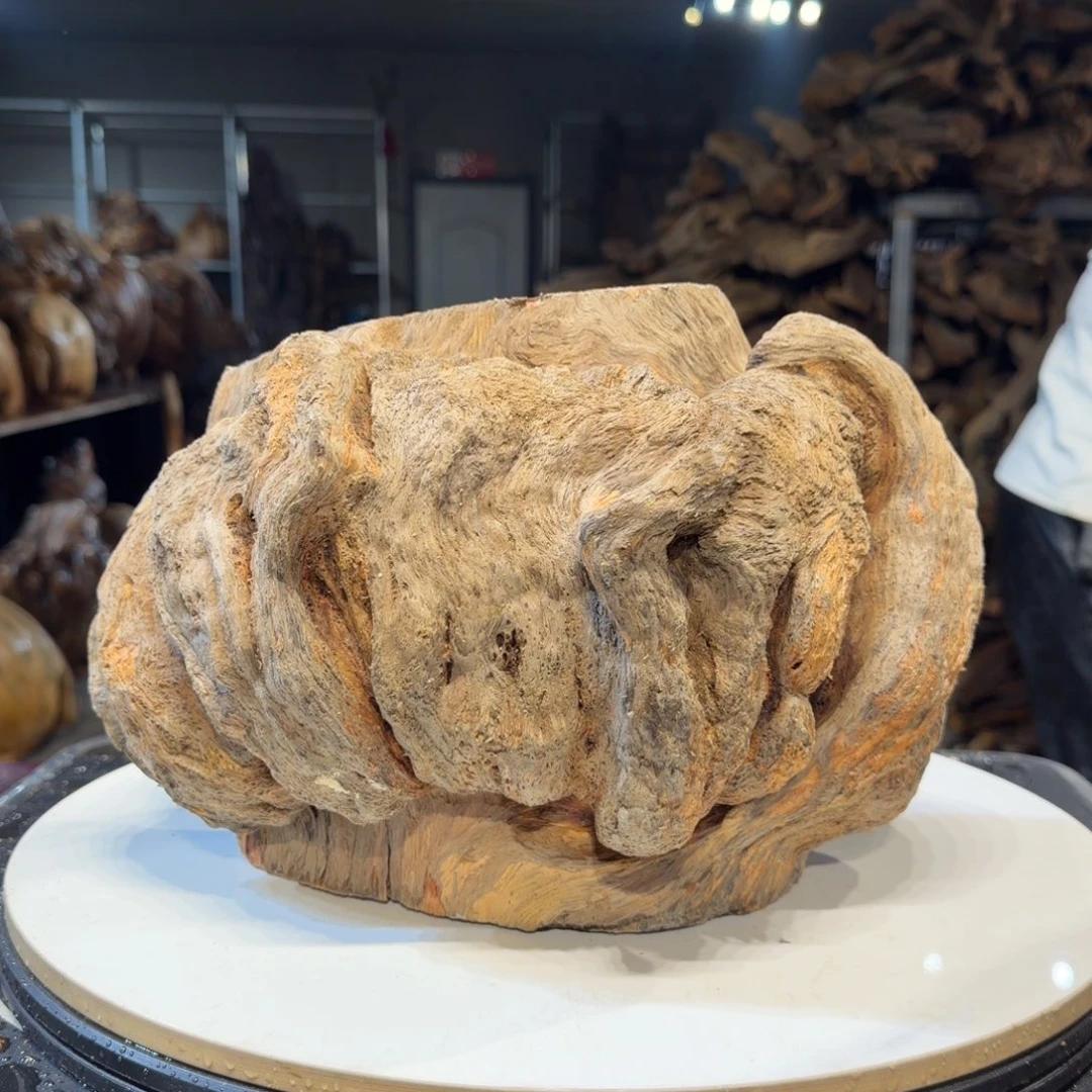 木***人木王一刀琥珀木摆件B04