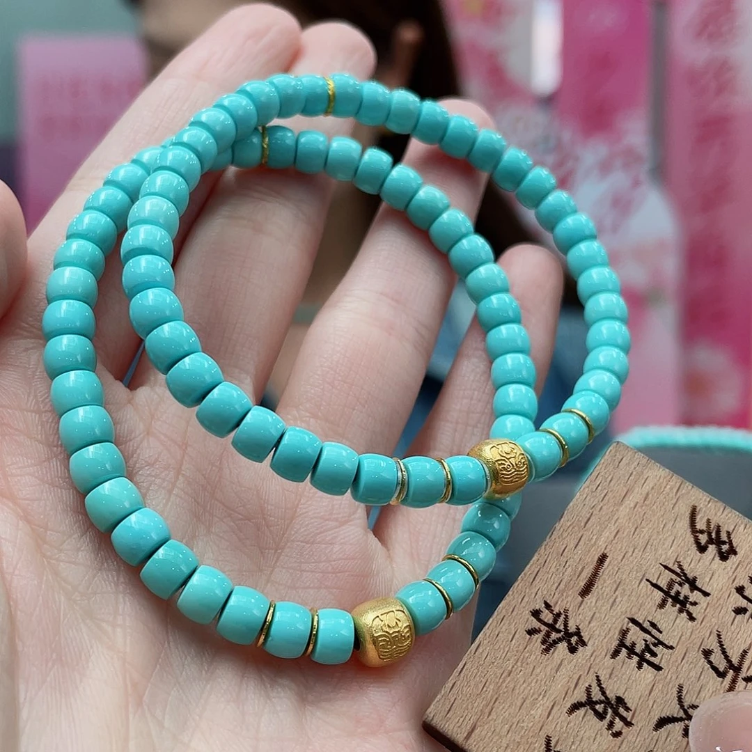 绿松石颈饰18K金镶嵌