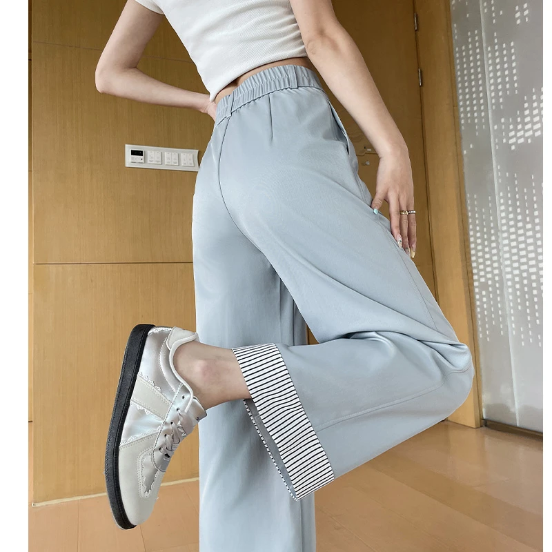 冰丝阔腿裤女夏季薄款2025新款直筒宽松夏日轻薄韩系慵懒风休闲裤