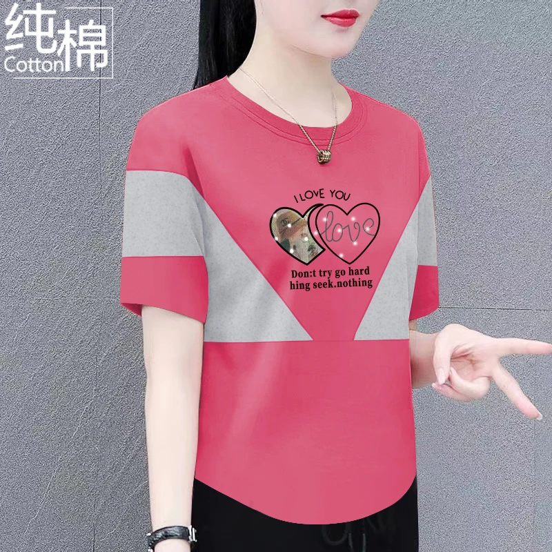 纯棉短袖t恤女夏季新款韩版宽松显瘦洋气百搭圆领减龄休闲女上衣