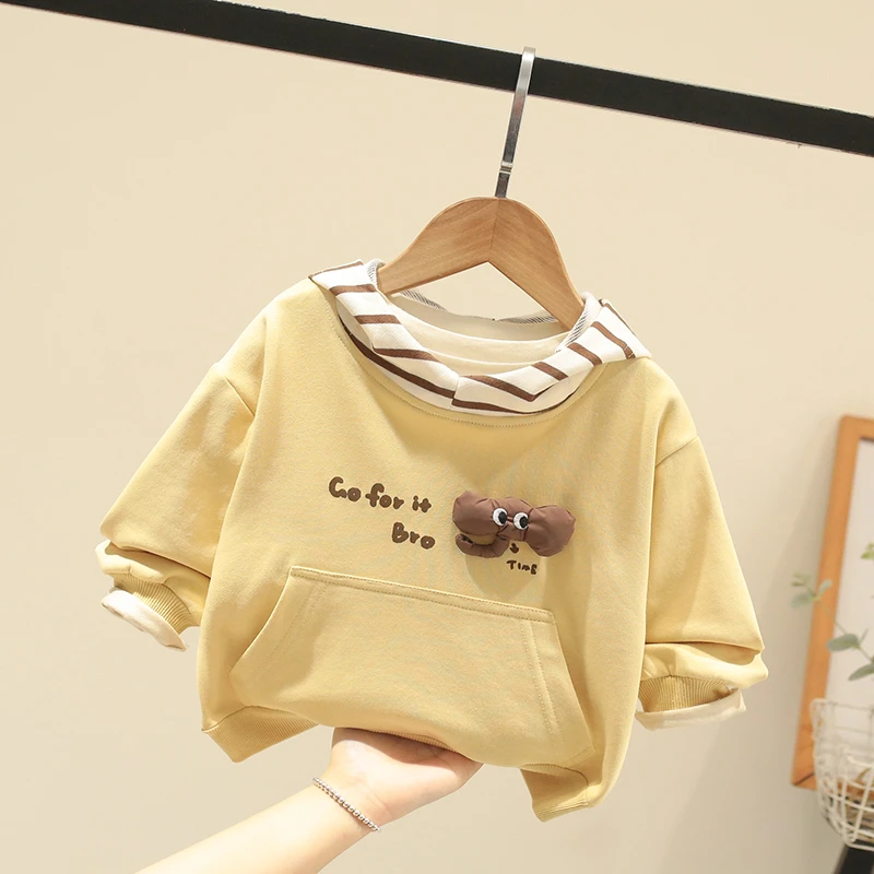 童装卫衣男女童春秋新款连帽打底衫宝宝洋气上衣儿童一体绒衣服