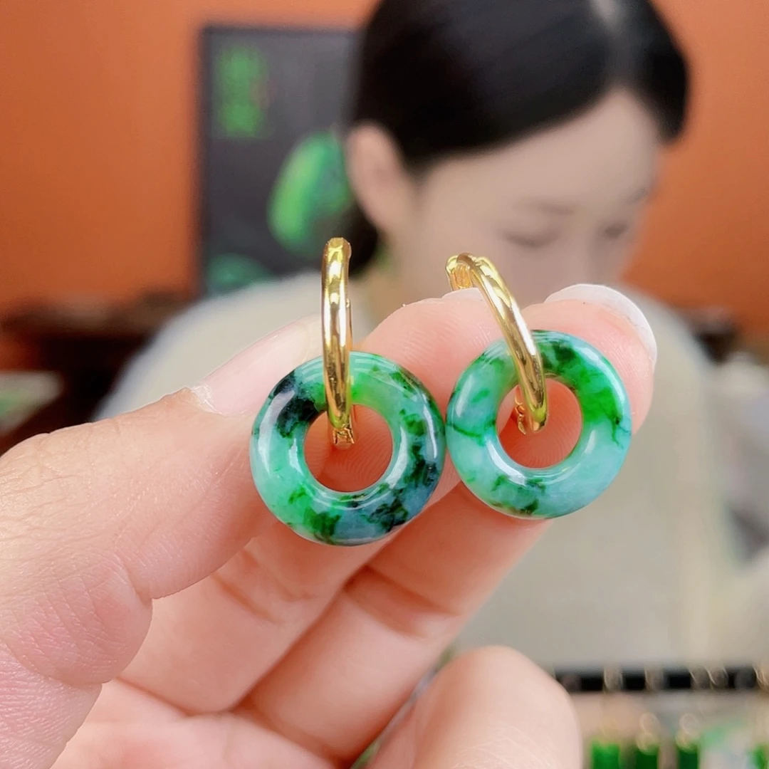 翡翠未镶嵌耳饰饰品