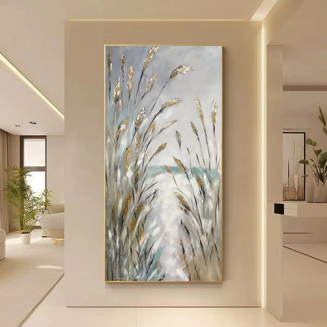XG 738 《麦浪》 手工油画入户过道玄关装饰画轻奢背景画