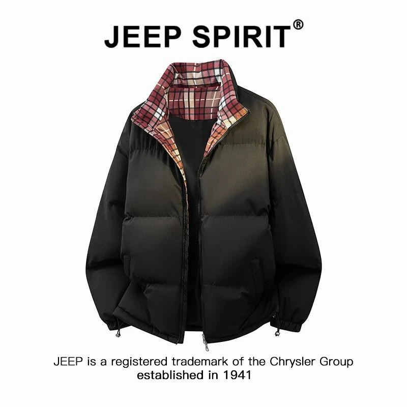 吉普JEEP SPIRIT港风立领棉衣外套男秋冬新款加厚保暖面包服棉衣