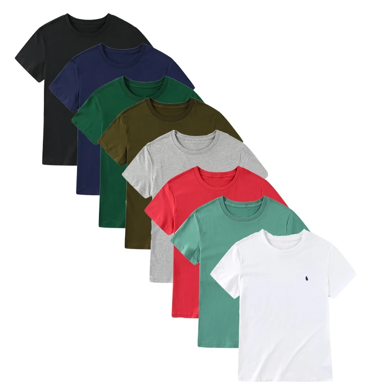 026小马标男装圆领短袖纯色基础款 纯棉T恤夏季休闲