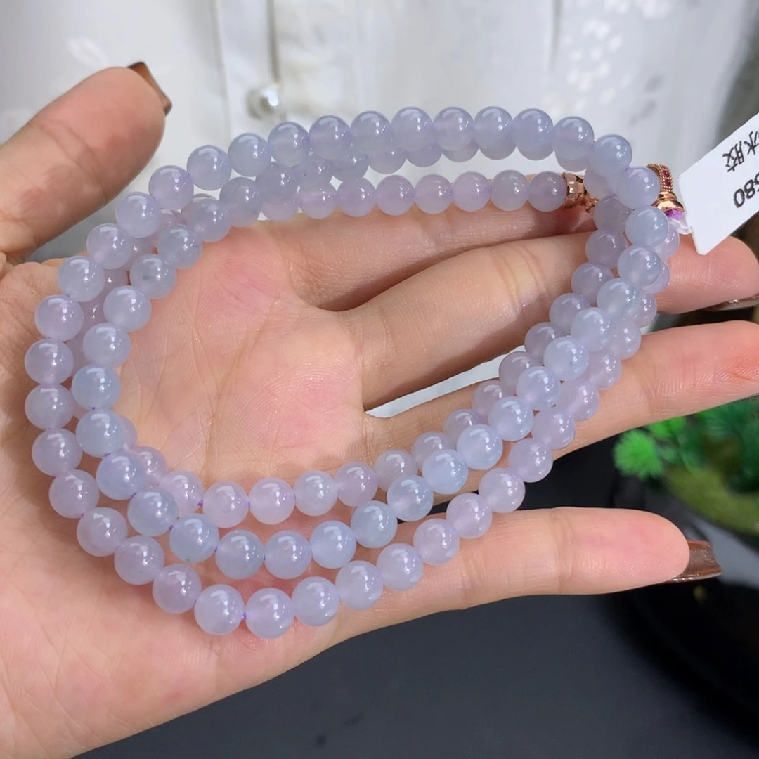 未镶嵌手串翡翠卡6冰胶淡淡紫项链