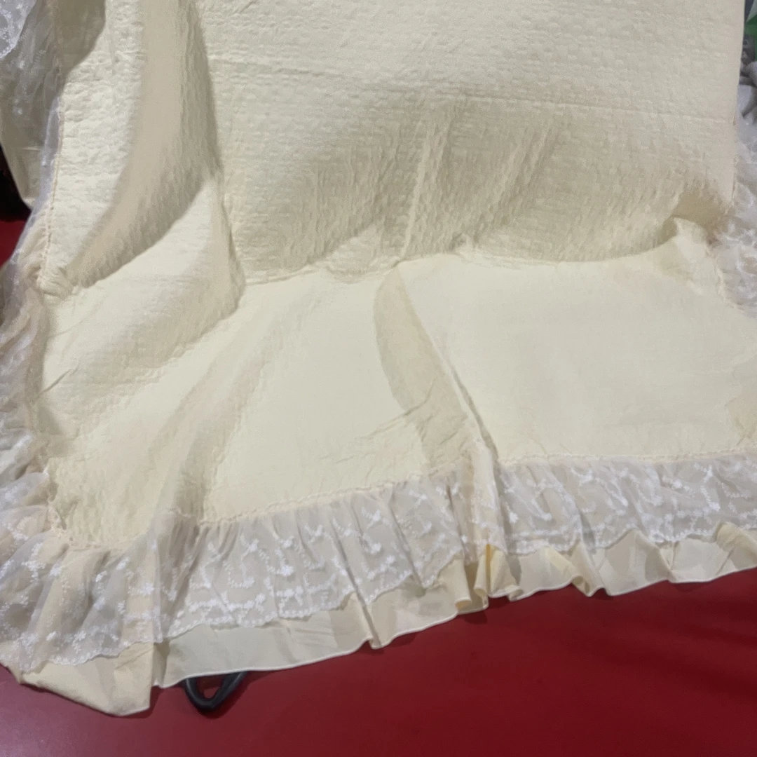 秒杀双层纱蕾丝大宽边床盖盖布床品刺绣花边250-250cm