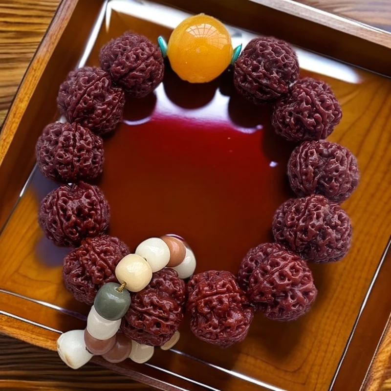 五瓣正宗玉化梅花蜂王爆肉菩提配饰二代尼泊尔金刚菩提手串