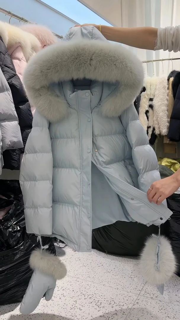 韩系设计感小众大毛领保暖棉服2025年冬季新款甜美加厚连帽外套