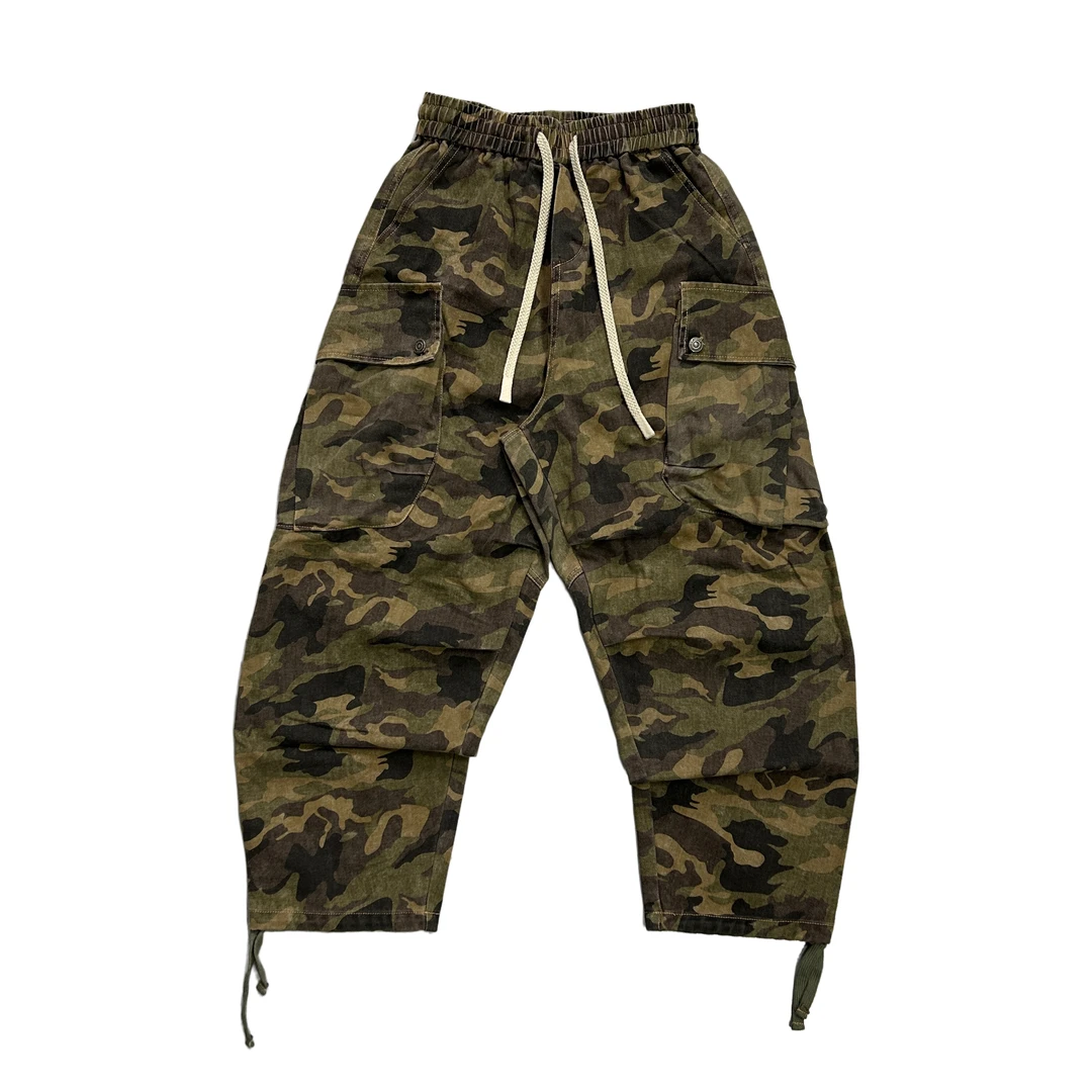 【玖澍男装】235秋季新款复古风迷彩休闲裤直筒流浪丹宁风工装裤