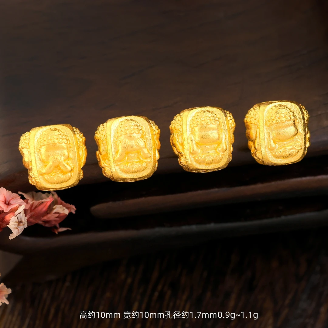 【金豆】18K金四不佛隔珠不听不说不看不想四面佛隔珠顶珠老型珠H