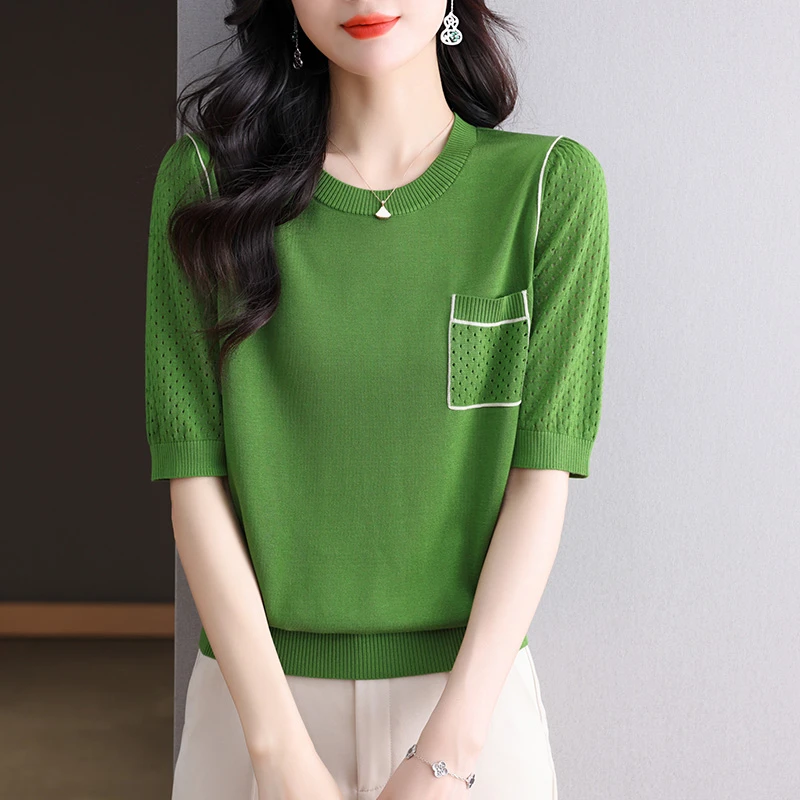 品牌天丝莱赛尔上衣短袖女t恤夏季女装2025新款中袖打底衫夏装薄