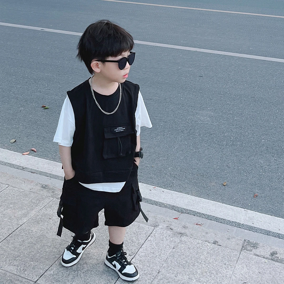 男童夏季套装薄款纯棉短袖t恤2025新款童装男宝宝短裤儿童夏装男