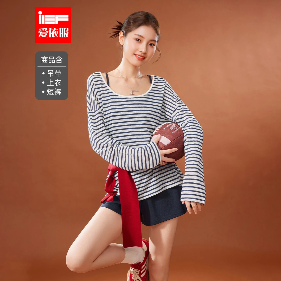 IEF/爱依服2025夏季新款宽松显瘦文艺设计感上下套裤三件套