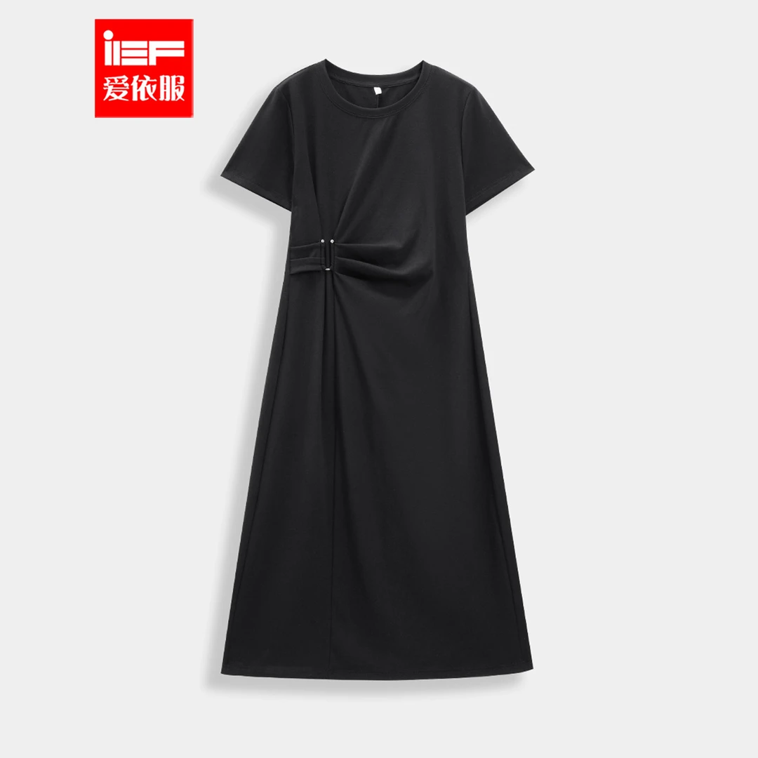 IEF/爱依服大码女装2025夏季新款微胖韩版休闲通勤显瘦连衣长裙