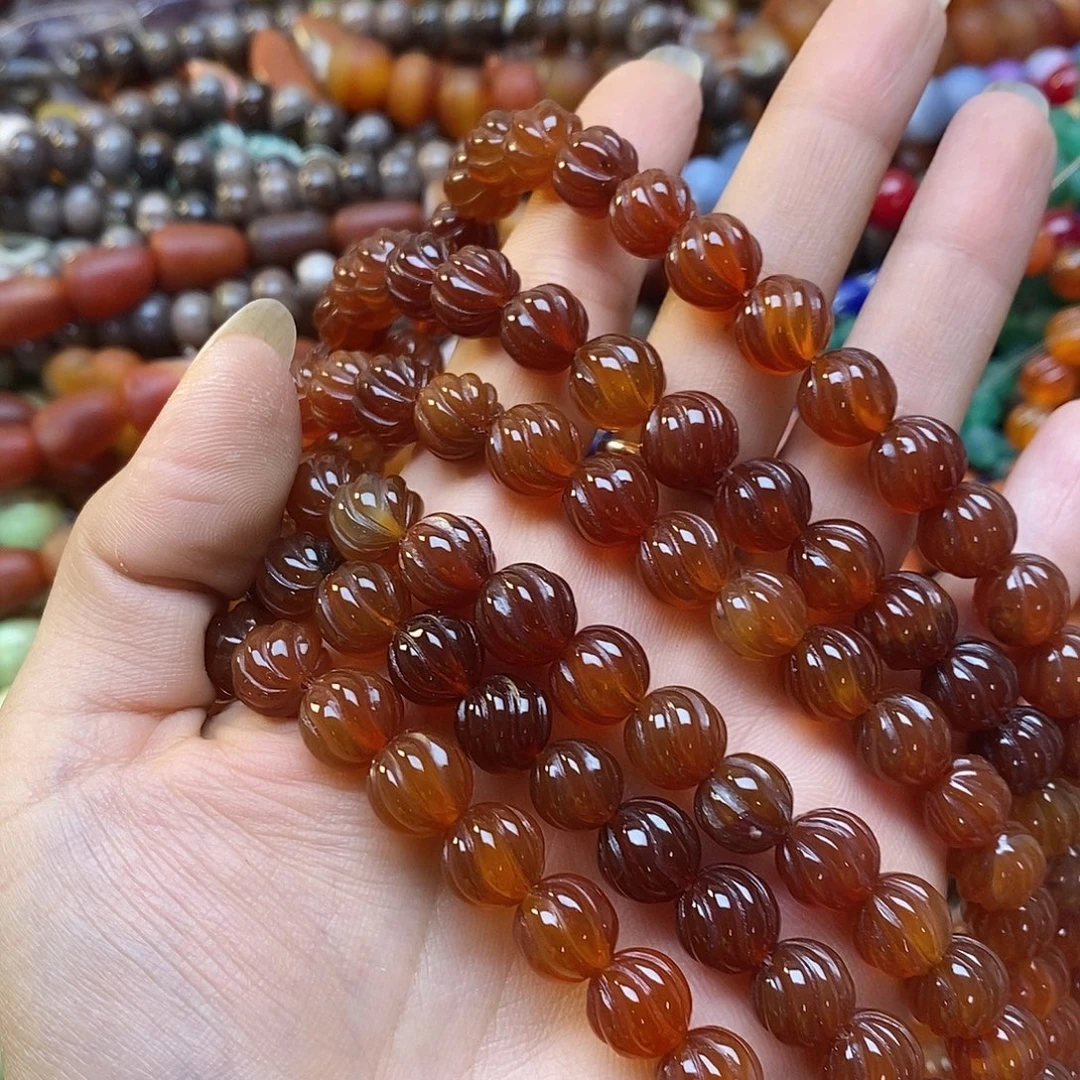 狮***覔玛瑙/玉髓未镶嵌珠宝半成品卡九玛瑙一条