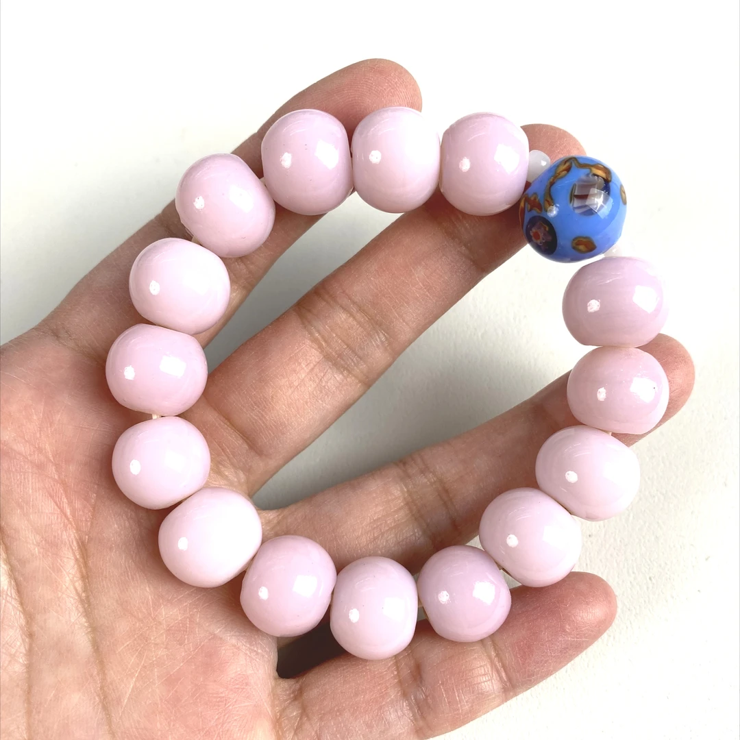 金红粉色琉璃手串