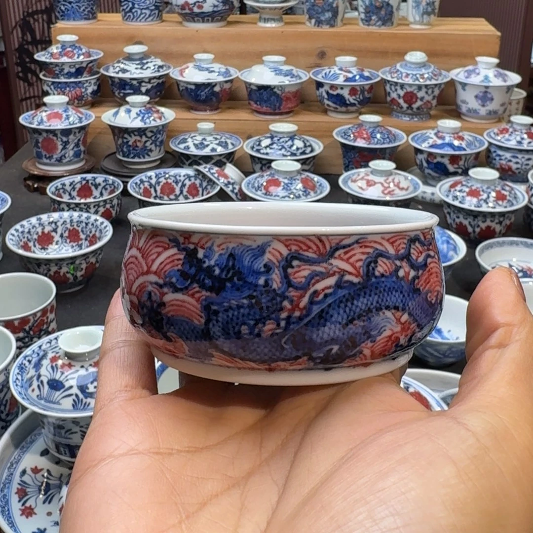 双龙炉式杯手绘原矿