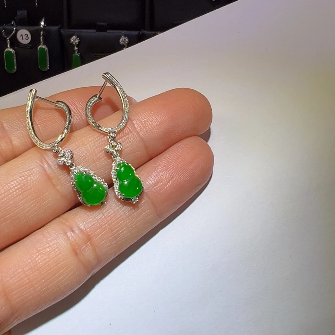 翡翠颈饰18K金镶嵌耳环