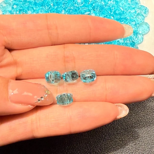 散珠W3059帕蓝碧玺车轮切面算盘8x4MM*10颗