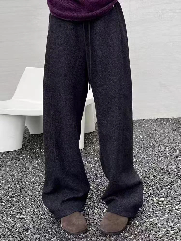 2025松紧腰阔腿休闲裤女装欧韩洋气女裤8378