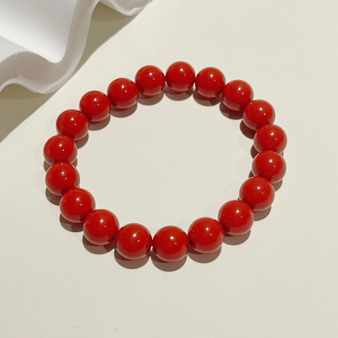 含辰砂工艺品【小宝珠宝】10 S4316-朱砂单圈手串 -10mm