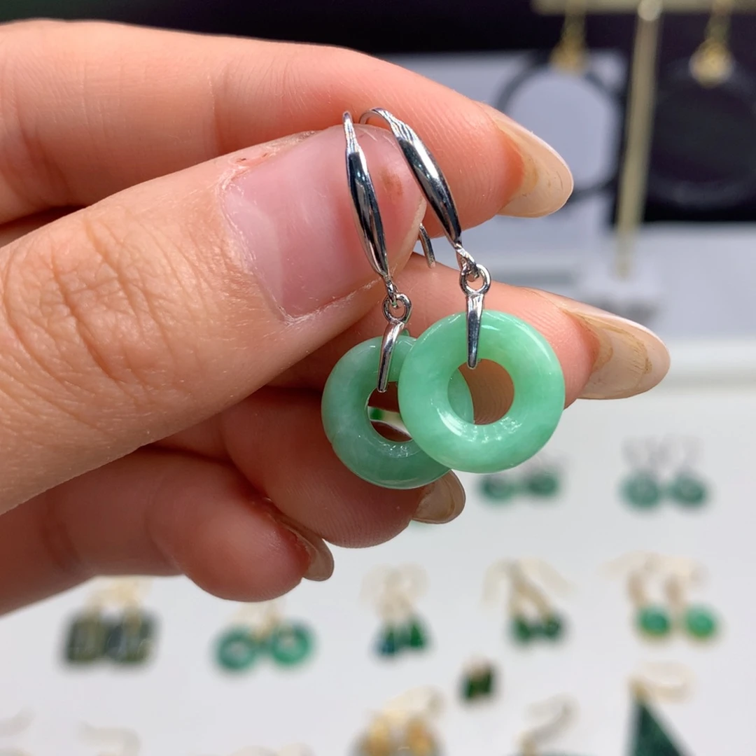 翡翠银S925镶嵌耳饰耳饰