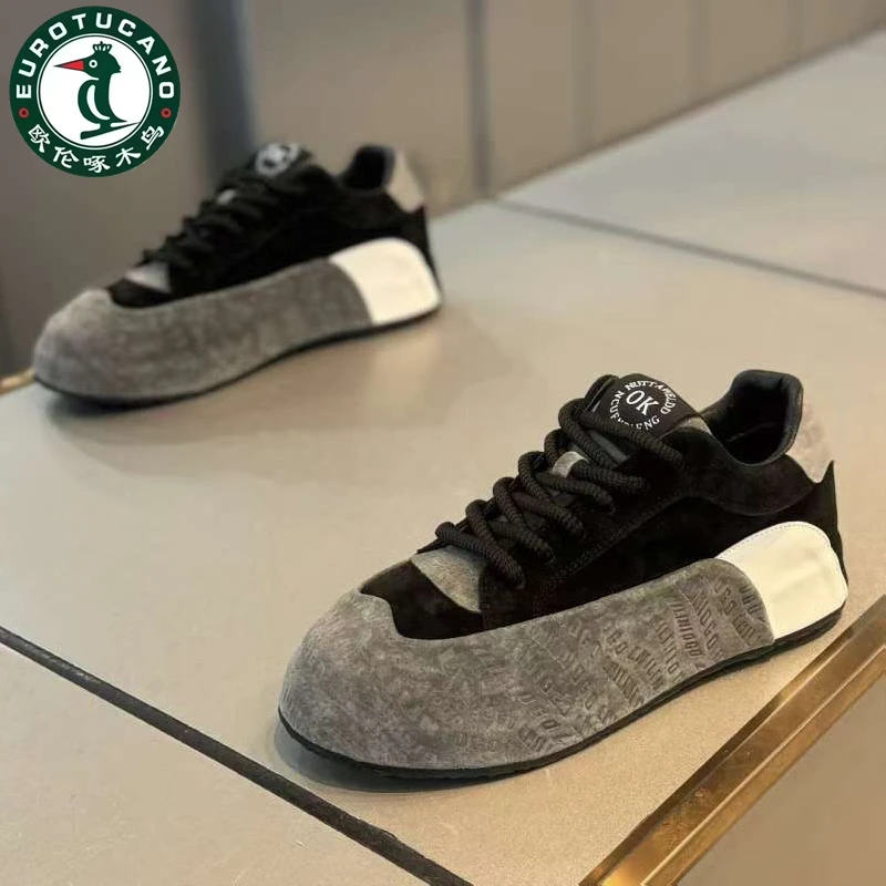正品欧伦啄木鸟男鞋秋季新款低帮休闲板鞋子男款复古阿甘运动潮鞋