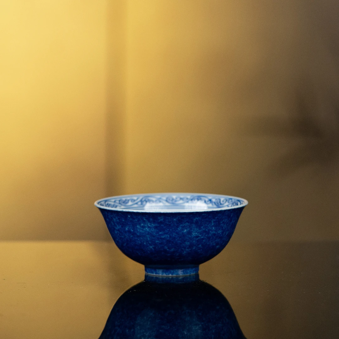 【利贞】外洒蓝内鱼跃龙门宫碗杯瓷器主人杯约80cc纯手绘YGT