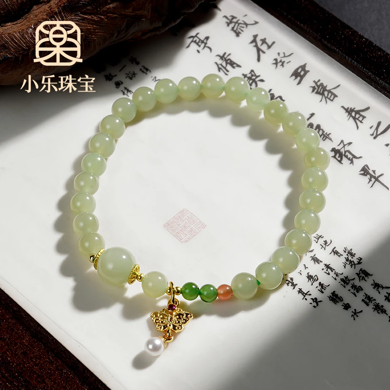 圆珠和田玉手串百搭时尚女式手链多样性发一-10452