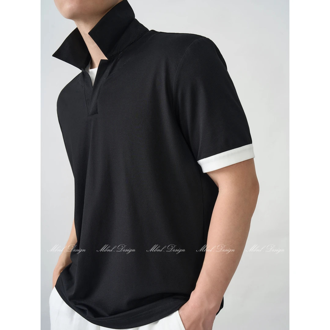 MBNL-F「黑白交错」秦磊男装凉感双丝光假两件圆领POLO衫LL-LSY1062
