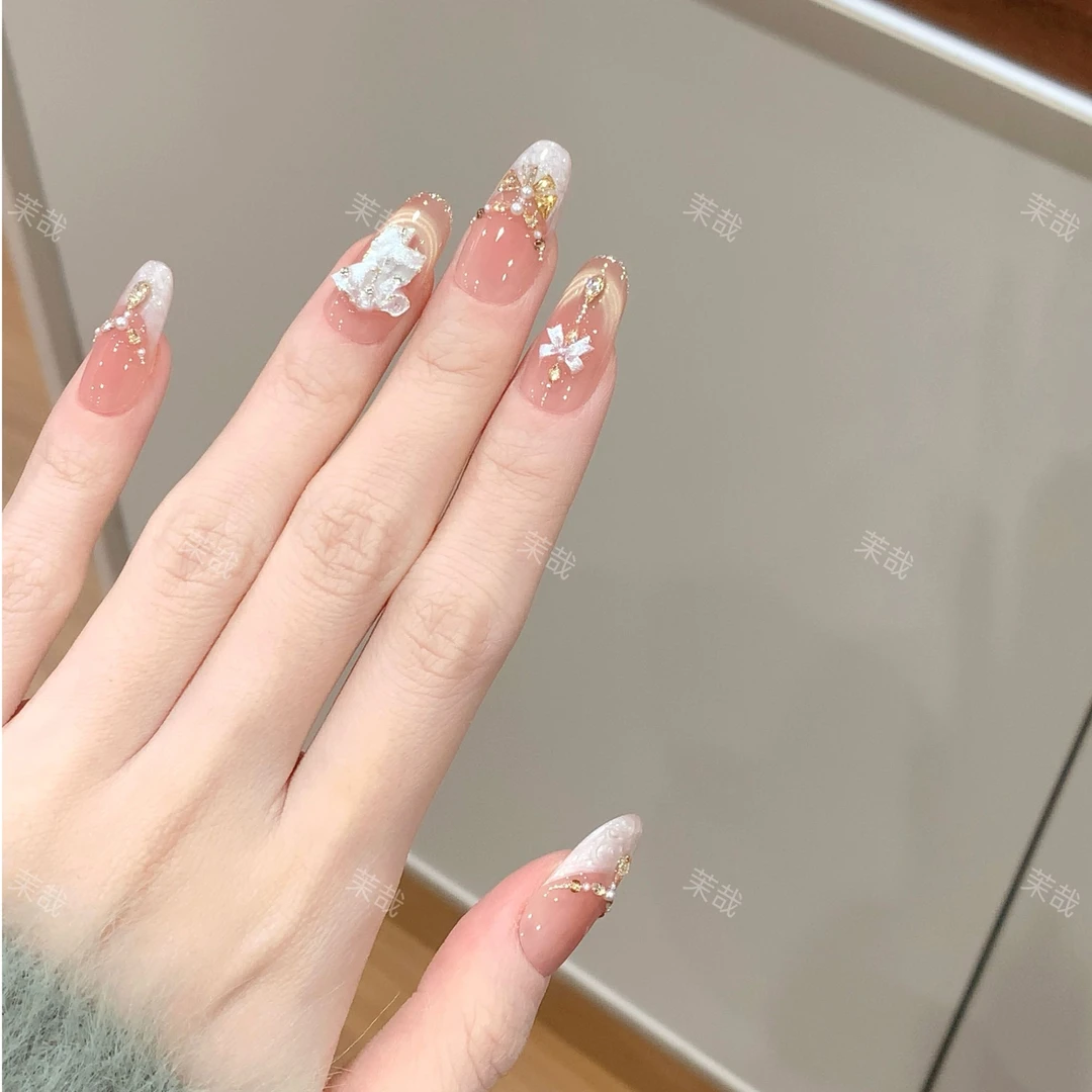 茉哉皮皮【晨纱迷蝶】纯手工定制美甲拆卸穿戴甲A5099