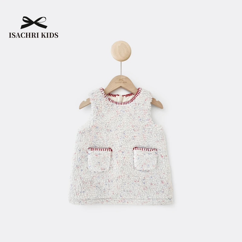 【6.18反季清】羊羔韩系高级夹棉背心连衣裙女儿童秋冬无袖IC819