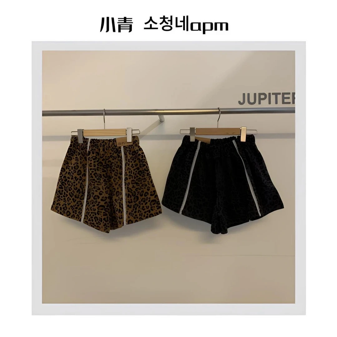 韩国东大门 JUP/蕾丝花纹豹纹短裤